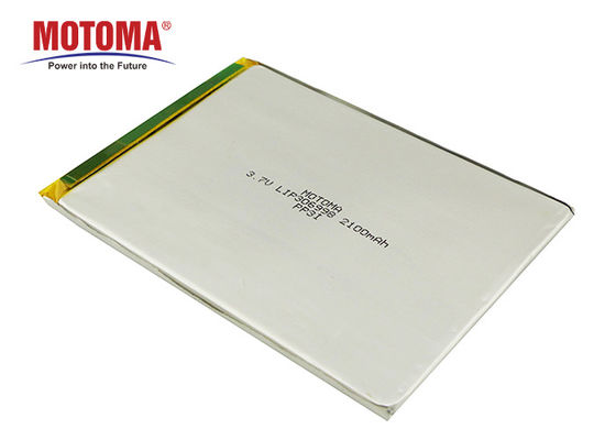 IOT 장치에 의하여 주문을 받아서 만들어지는 건전지를 위한 Motoma 건전지 3.7V 2100mAh 재충전용 리튬 중합체 건전지 3.0*69*98mm